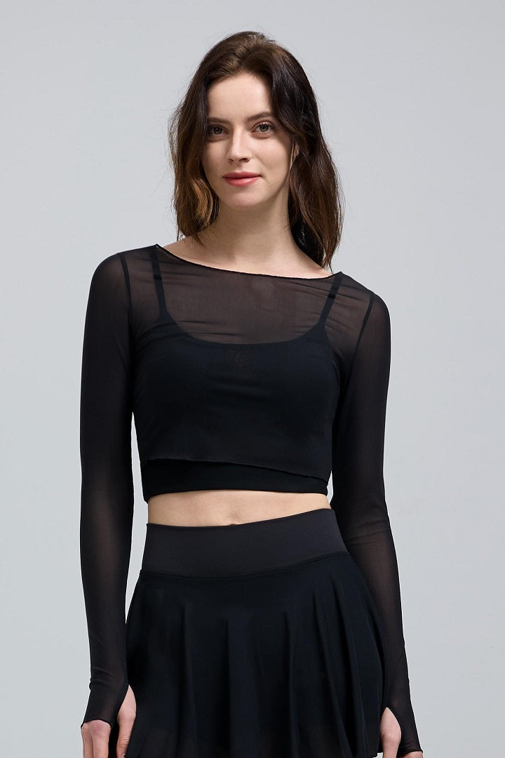 Ensemble trois pièces en maille transparente