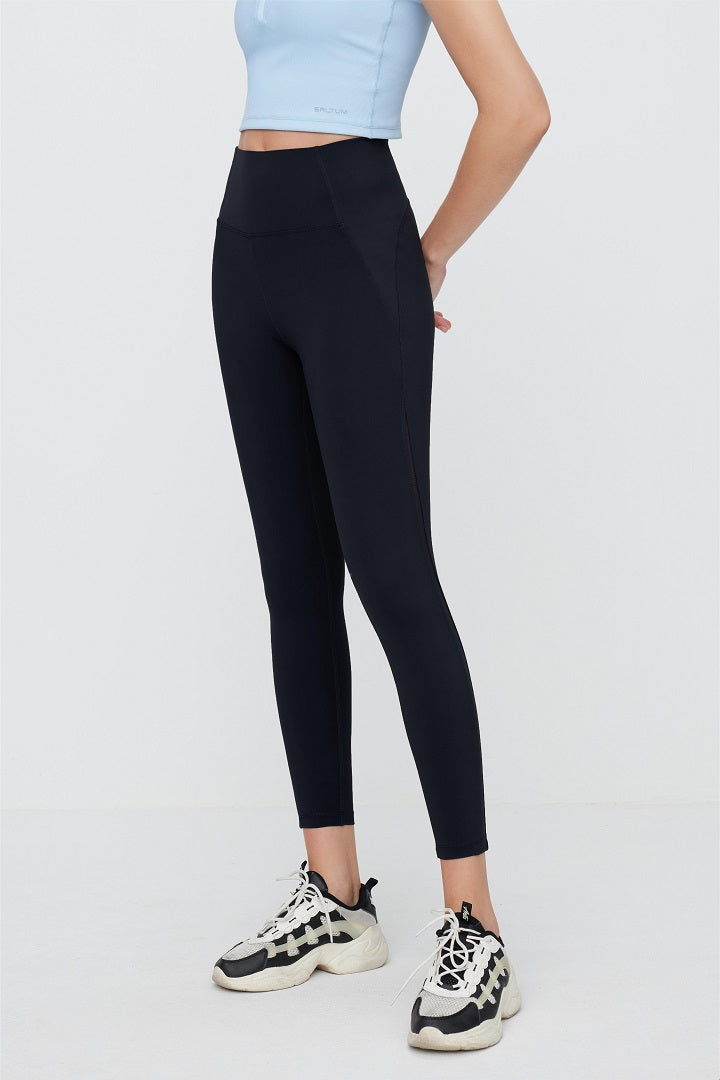 Legging taille haute 7/8 avec empiècement en maille sur le côté