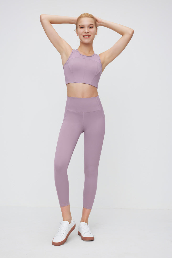 Legging taille haute 7/8 avec empiècement en maille sur le côté