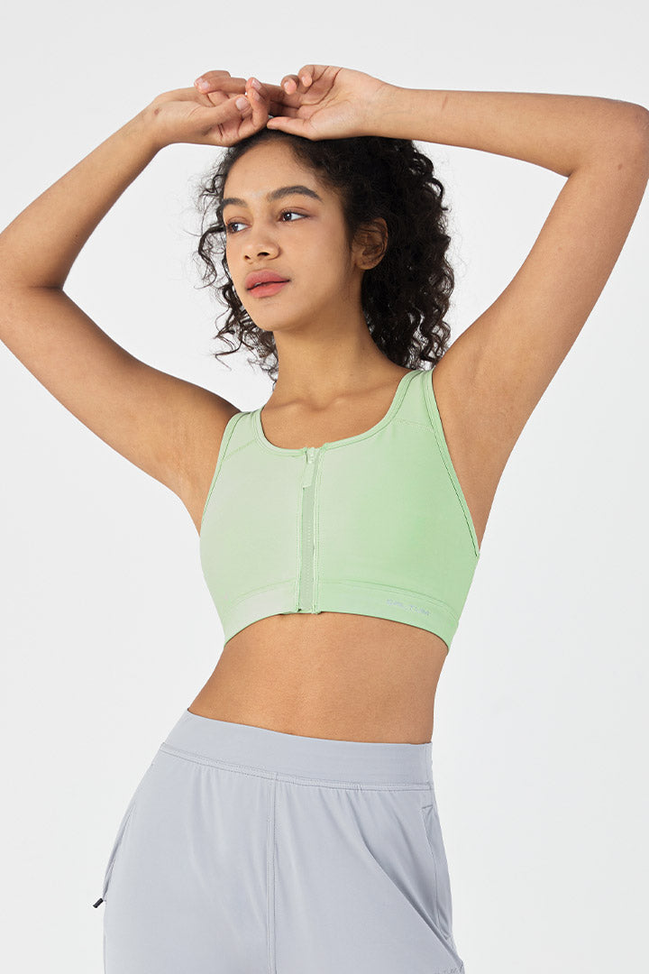 Soutien-gorge de sport à fermeture éclair avant