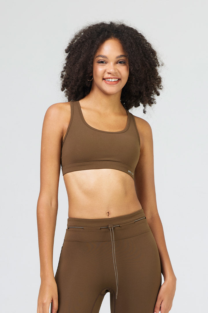 Soutien-gorge de sport dos nageur pour femme avec poches