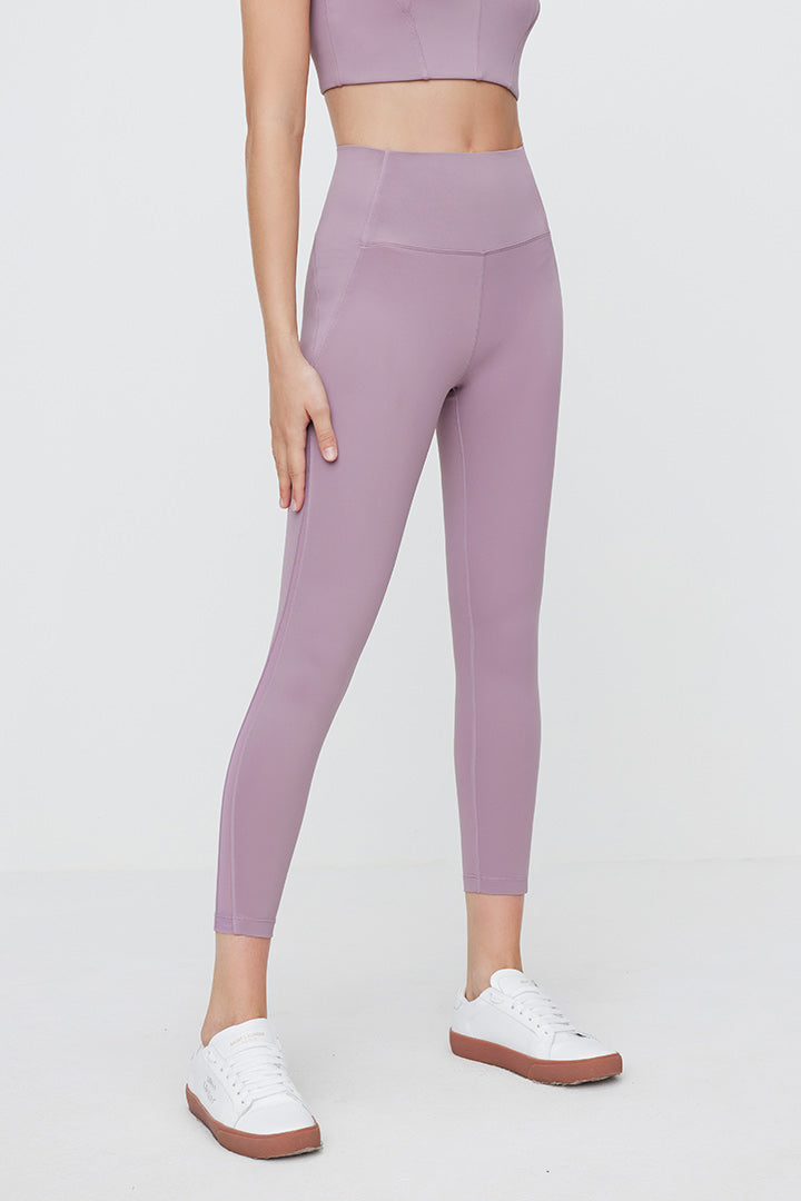 Legging taille haute 7/8 avec empiècement en maille sur le côté