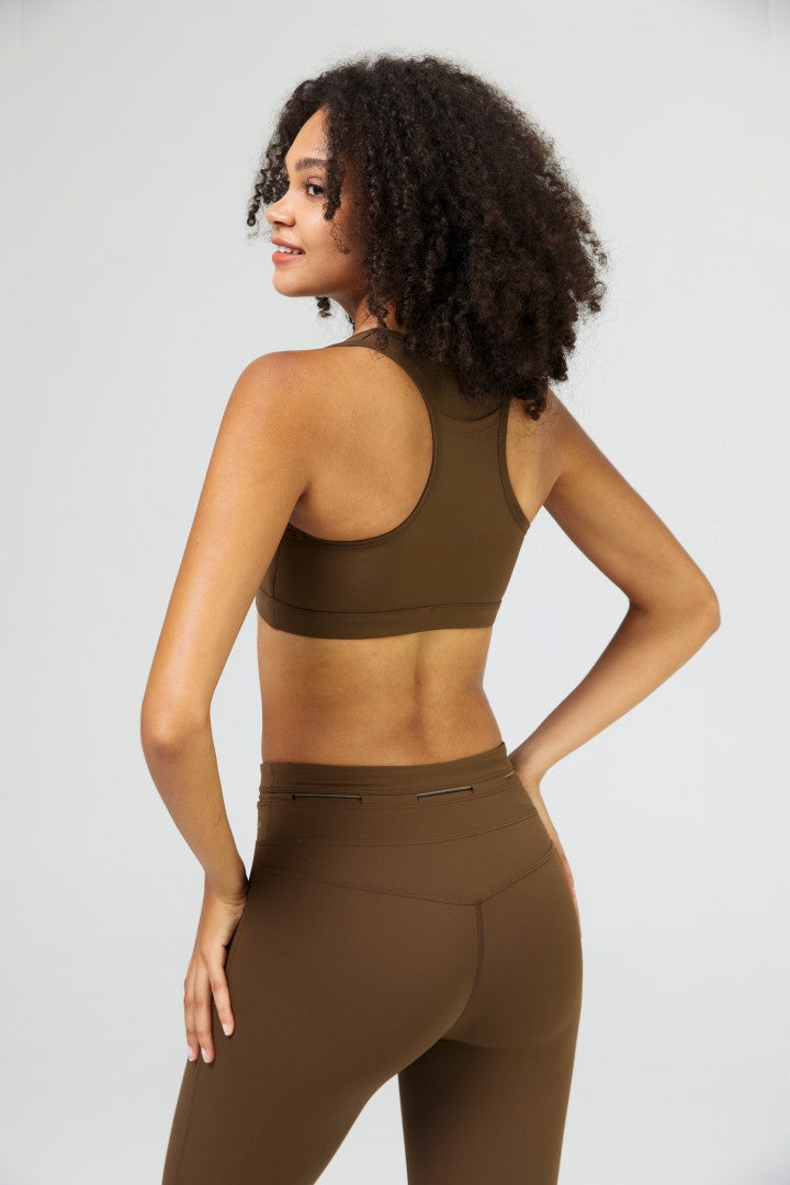 Soutien-gorge de sport dos nageur pour femme avec poches