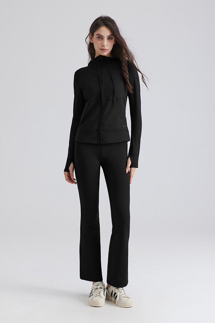 Legging évasé taille haute basique doublé polaire