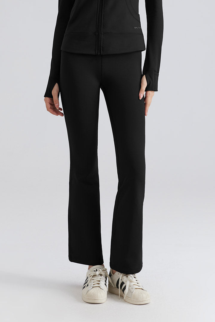 Legging évasé taille haute basique doublé polaire