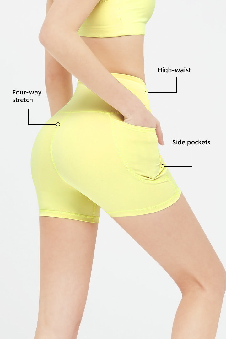 Short cycliste taille haute sans coutures pour femme