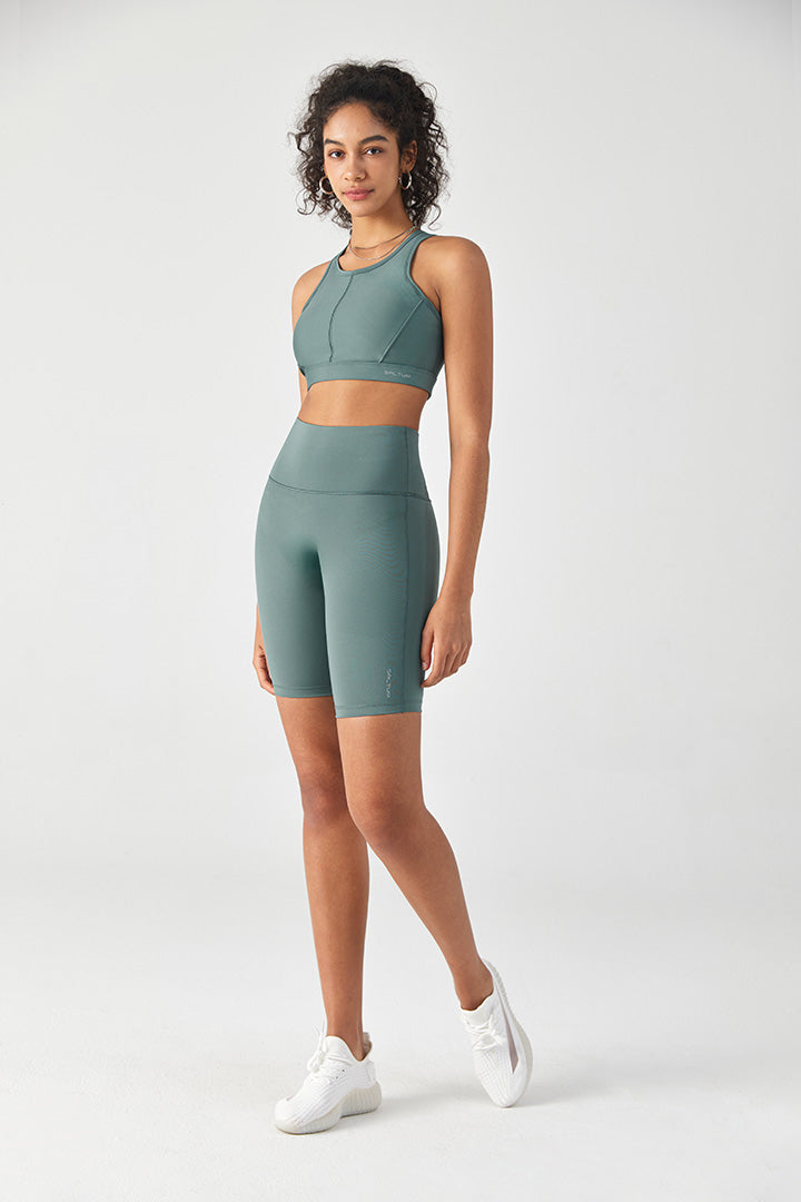 Short motard taille haute avec poche zippée invisible