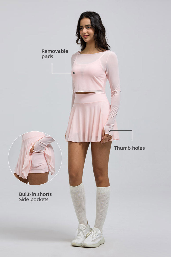 Ensemble trois pièces en maille transparente